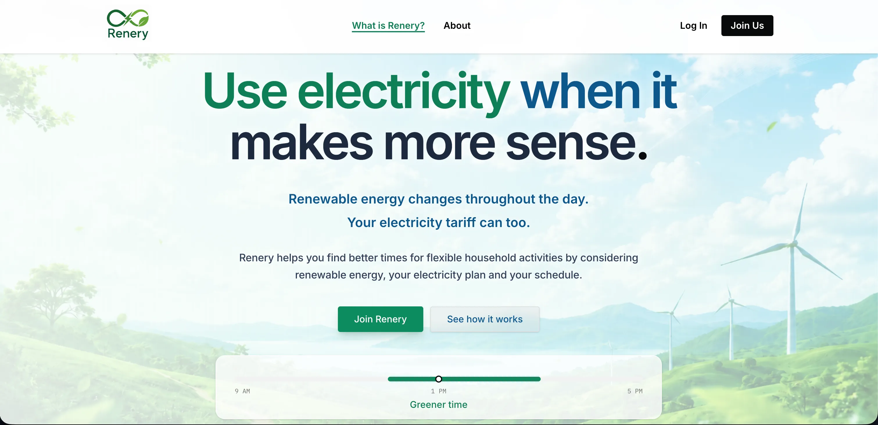 Renery smart energy planner dashboard